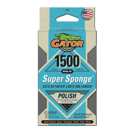 Gator Finishing SilicaCut Sandpaper Polish Super Sponge, 1500 Mirror Fine Grit 7466
